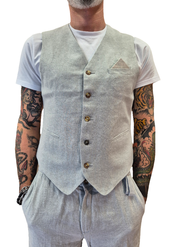 GILET MISTO LINO FANTASIA A SPINA DI PESCE - ALLEY DOCKS