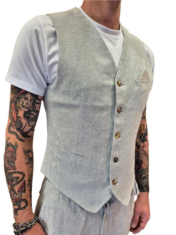 GILET MISTO LINO FANTASIA A SPINA DI PESCE - ALLEY DOCKS