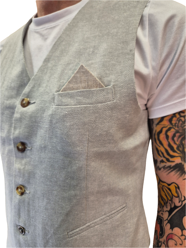 GILET MISTO LINO FANTASIA A SPINA DI PESCE - ALLEY DOCKS