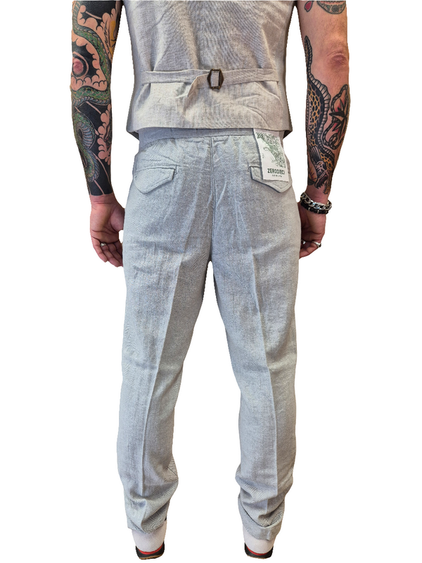 PANTALONE MISTO LINO A SPINA DI PESCE  - ALLEY DOCKS