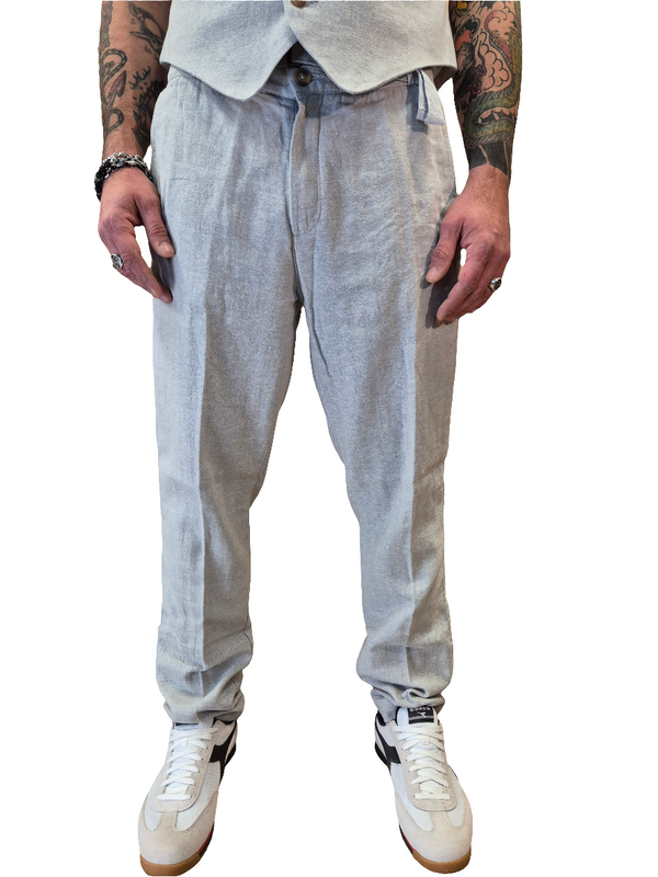 PANTALONE MISTO LINO A SPINA DI PESCE  - ALLEY DOCKS