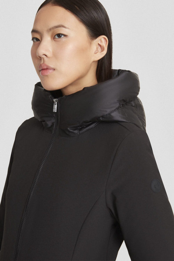 GIACCA LUNGA NERA IMBOTTITA IN  SOFTSHELL - CIESSE PIUMINI