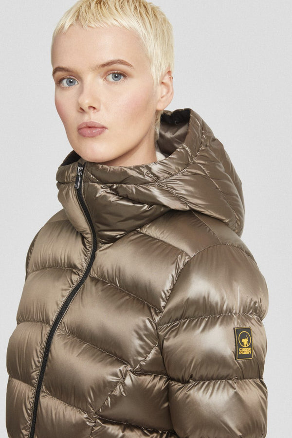 PIUMINO MARRONE E BEIGE CON CAPPUCCIO - CIESSE PIUMINI