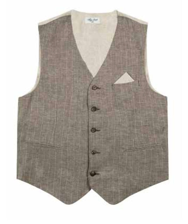 GILET MISTO LINO A RIGA BROWN - ALLEY DOCKS
