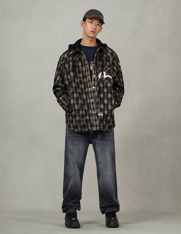 GIACCA A QUADRI CON RICAMO GABBIANO - EVISU