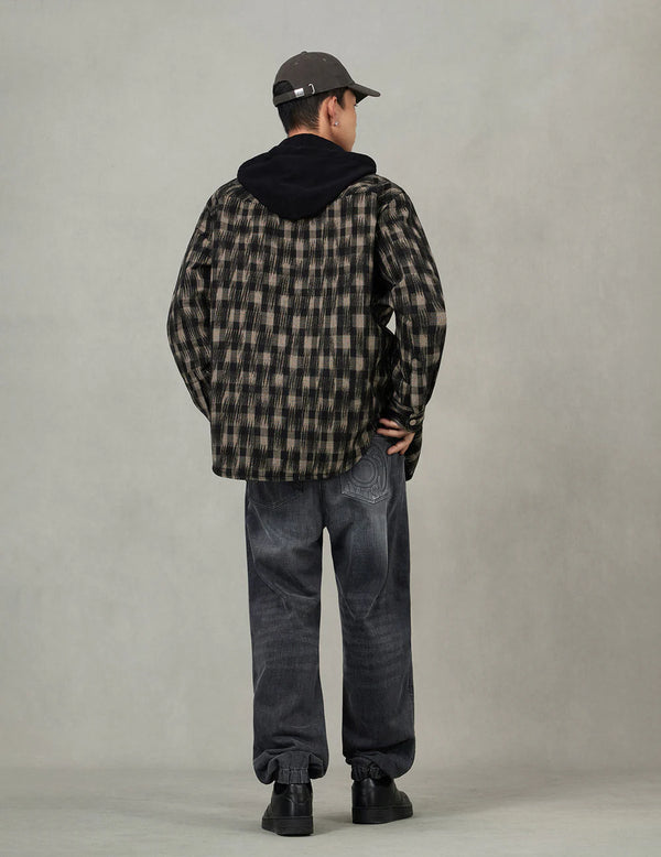 GIACCA A QUADRI CON RICAMO GABBIANO - EVISU