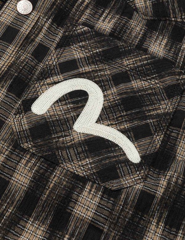 GIACCA A QUADRI CON RICAMO GABBIANO - EVISU