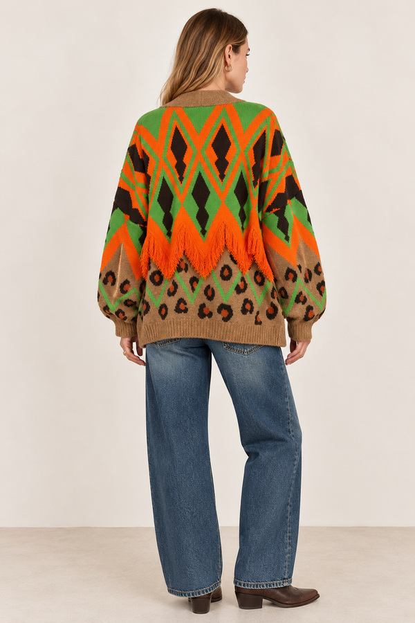 CARDIGAN JACQUARD SFRANGIATO - THE LOOM ARCHIVE