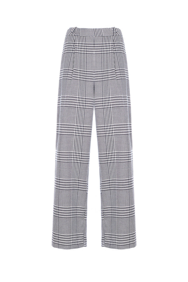 PANTALONE A PALAZZO IN TESSUTO PRINCIPE DI GALLES - SO ALLURE