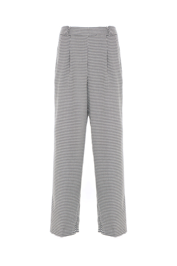 PANTALONE A PALAZZO IN TESSUTO PRINCIPE DI GALLES - SO ALLURE