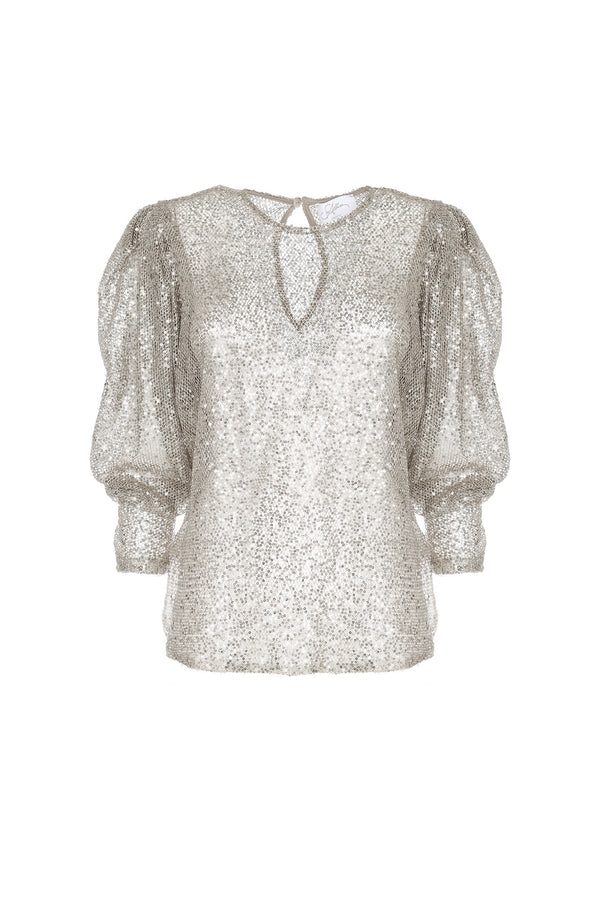 MAGLIA MANICHE A SBUFFO PAILLETTES - SO ALLURE