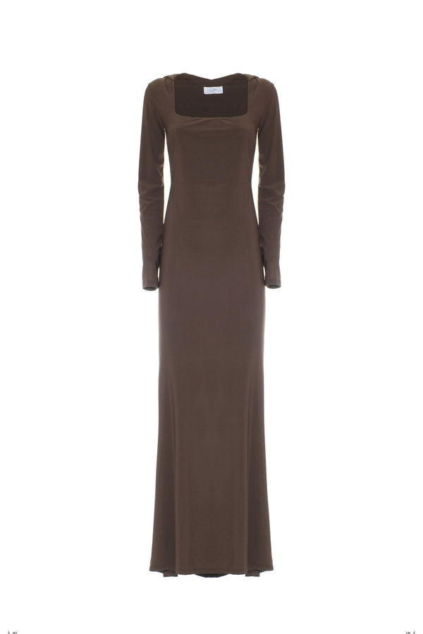 ABITO LUNGO CAPPUCCIO JERSEY UNITO - SO ALLURE