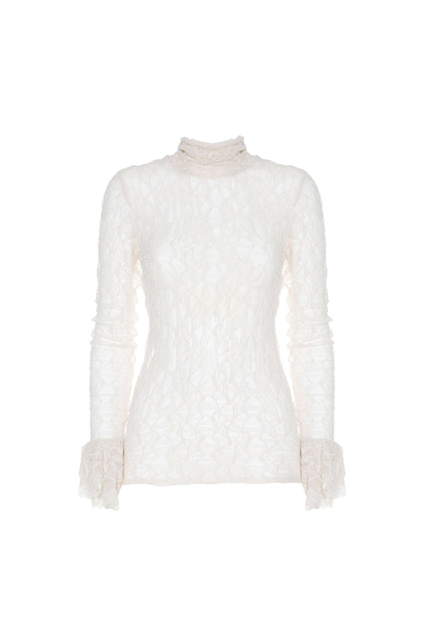 BLUSA A COLLO ALTO IN PIZZO - SO ALLURE