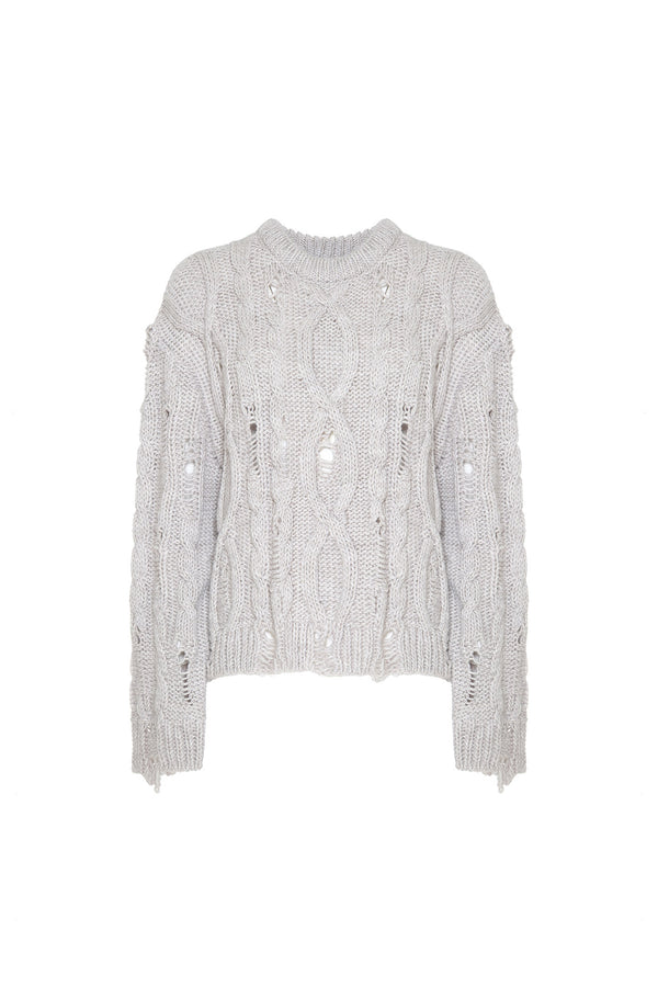 PULLOVER A TRECCE EFFETTO USED - SO ALLURE