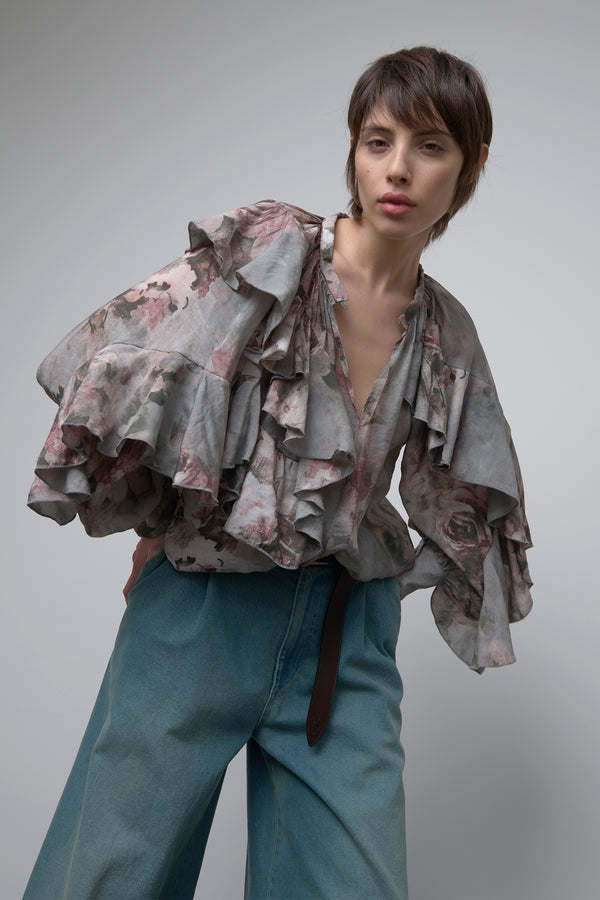 BLUSA IN VISCOSA CON STAMPA FLOREALE - SO ALLURE