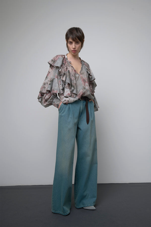 BLUSA IN VISCOSA CON STAMPA FLOREALE - SO ALLURE
