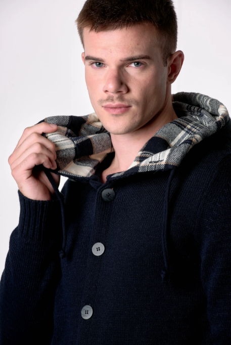 CARDIGAN CAPPUCCIO OSLO CON INTERNO IN TESSUTO - V2