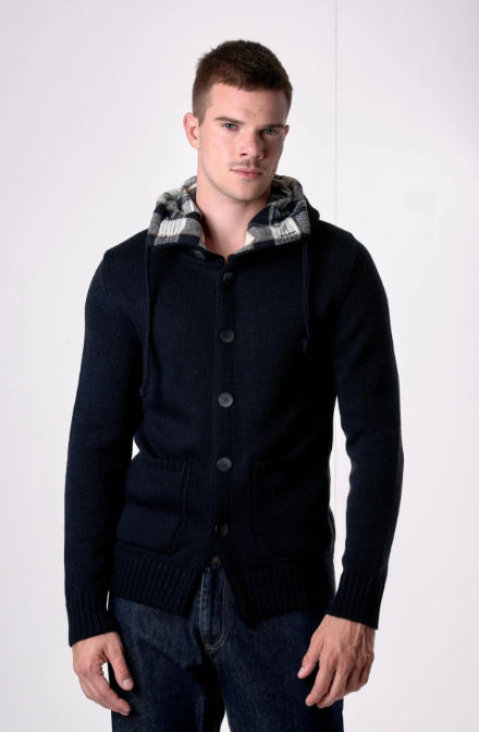 CARDIGAN CAPPUCCIO OSLO CON INTERNO IN TESSUTO - V2