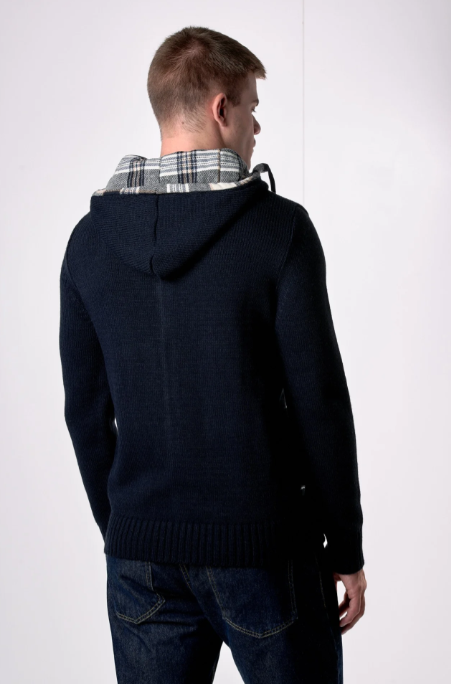 CARDIGAN CAPPUCCIO OSLO CON INTERNO IN TESSUTO - V2