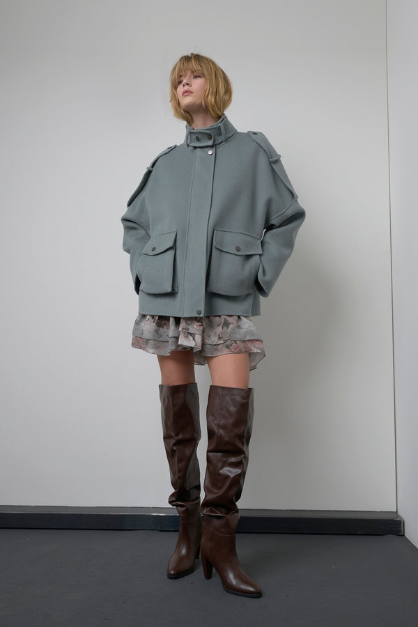 CABAN IN PANNO DOUBLE A COLLO ALTO - SO ALLURE