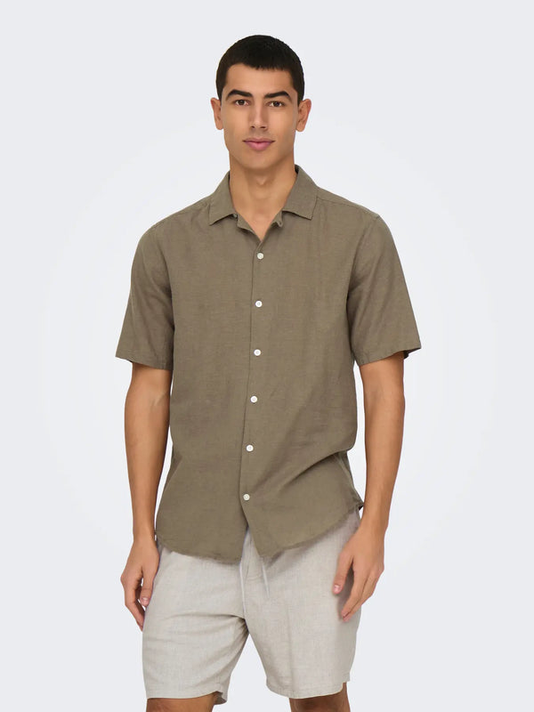 CAMICIA MISTO LINO MANICA CORTA - ONLY&SONS