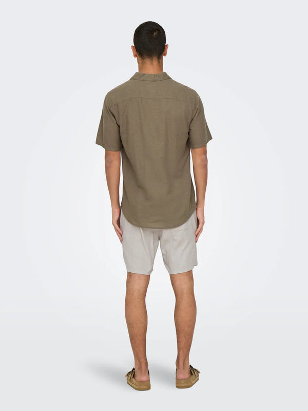CAMICIA MISTO LINO MANICA CORTA - ONLY&SONS