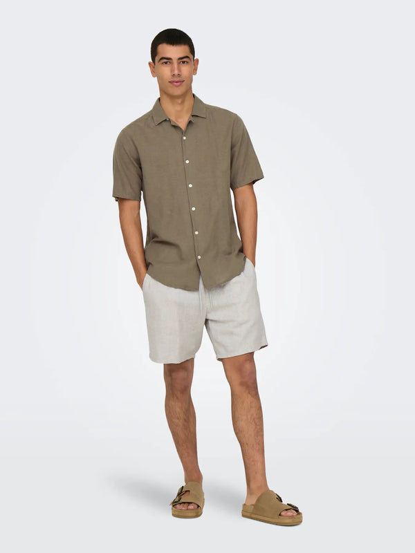 CAMICIA MISTO LINO MANICA CORTA - ONLY&SONS