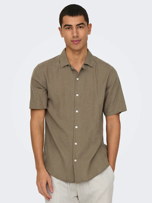 CAMICIA MISTO LINO MANICA CORTA - ONLY&SONS