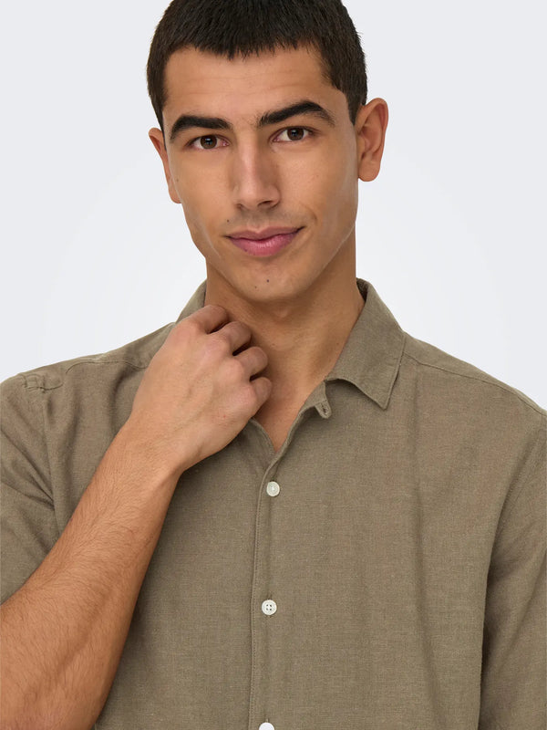 CAMICIA MISTO LINO MANICA CORTA - ONLY&SONS