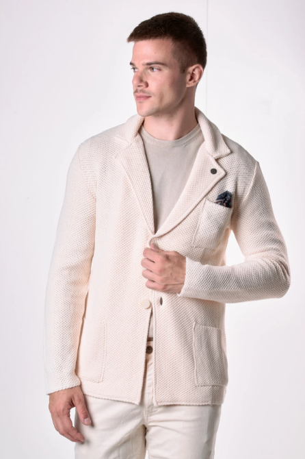 GIACCA MONOPETTO OCCHIO DI PERNICE CON POCHETTE IN TESSUTO - V2