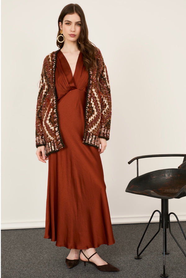 CARDIGAN DAMASCATO CON PIUME - PHILIA LOFT