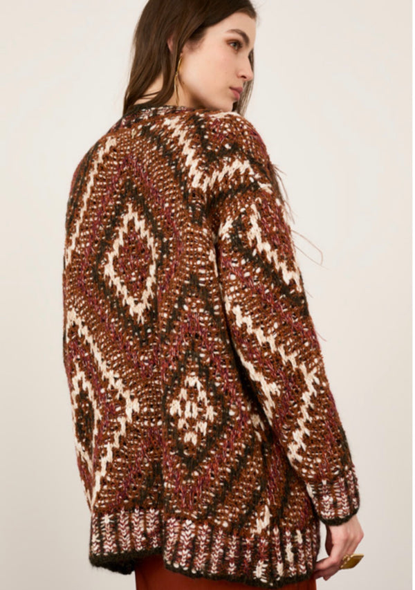 CARDIGAN DAMASCATO CON PIUME - PHILIA LOFT