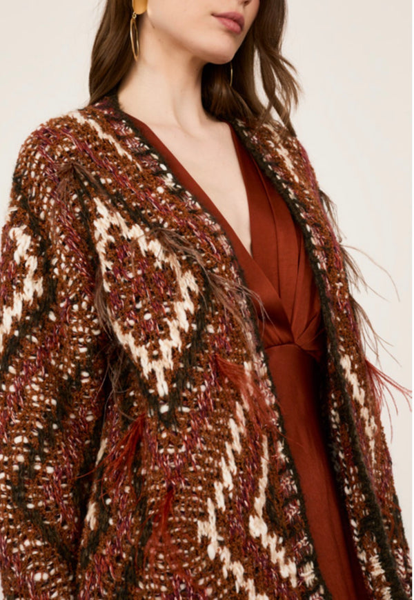 CARDIGAN DAMASCATO CON PIUME - PHILIA LOFT