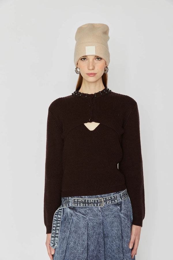 TOP E COPRISPALLE IN MAGLIA CON RICAMI - ISABELLE BLANCHE