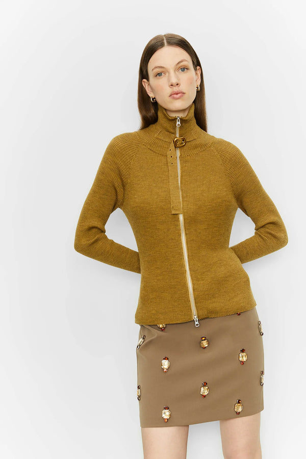 MAGLIA A COSTINE CON ZIP E CINGHIA AL COLLO - ISABELLE BLANCHE