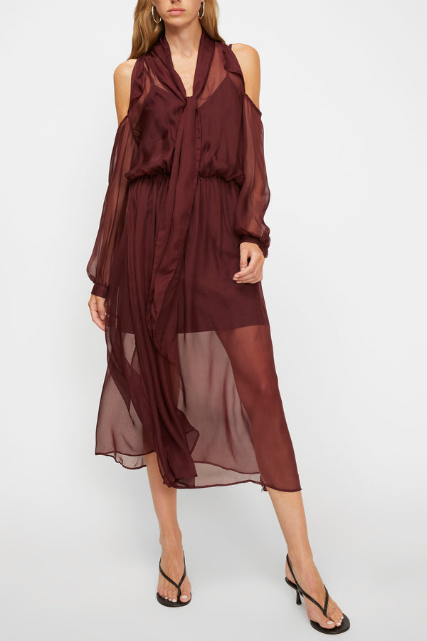 ABITO CON FOULARD IN CHIFFON DI SETA - ISABELLE BLANCHE