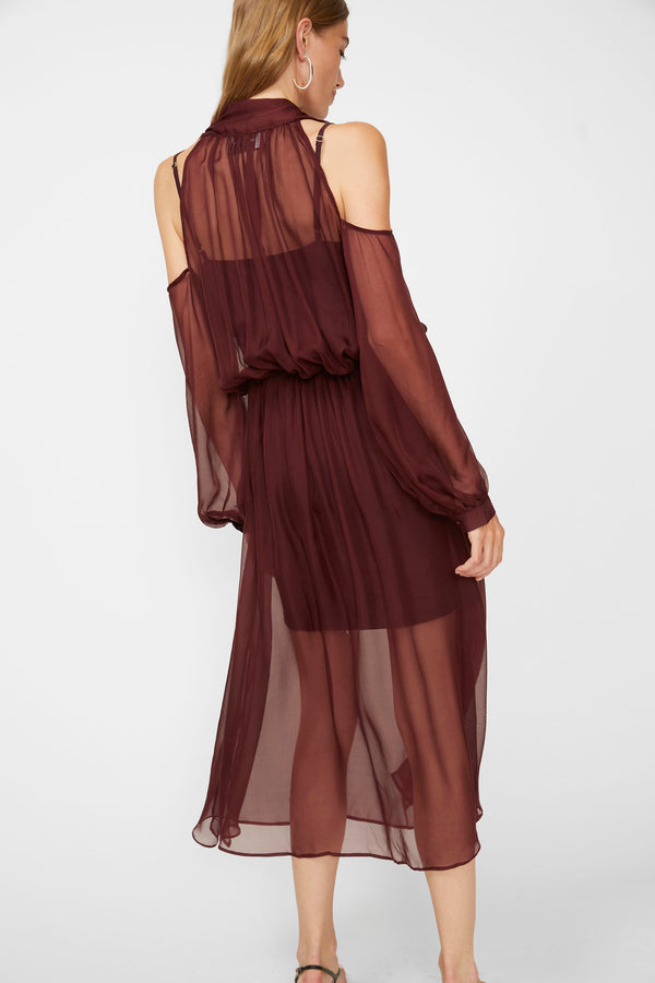 ABITO CON FOULARD IN CHIFFON DI SETA - ISABELLE BLANCHE