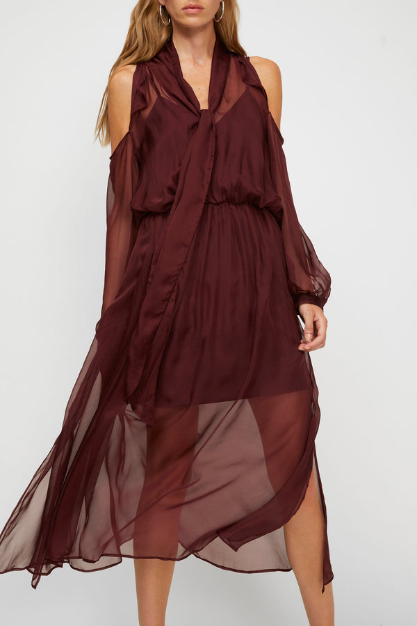 ABITO CON FOULARD IN CHIFFON DI SETA - ISABELLE BLANCHE