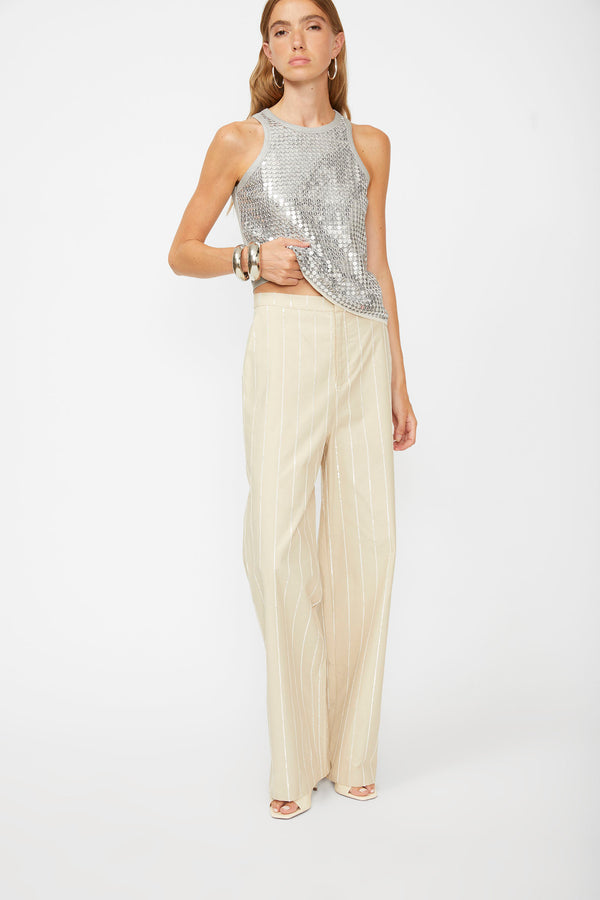 PANTALONE SARTORIALE CON PAILLETTES - ISABELLE BLANCHE