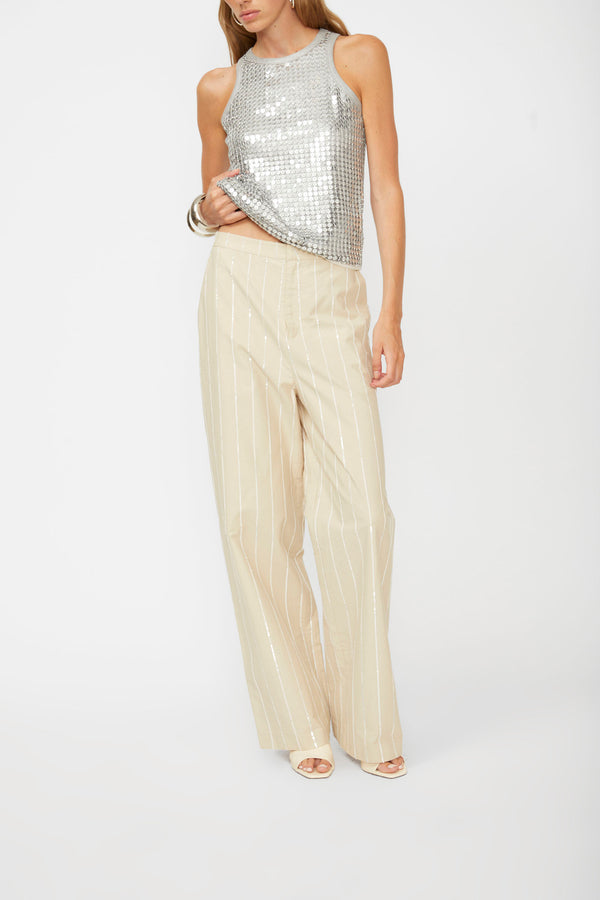 PANTALONE SARTORIALE CON PAILLETTES - ISABELLE BLANCHE