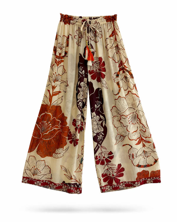 PANTALONE MODELLO PALAZZO FLOWERS - PAHIESA