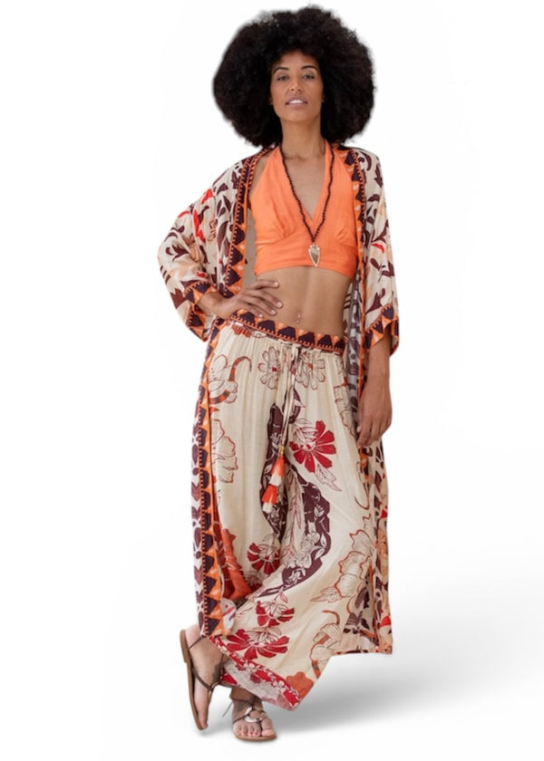 PANTALONE MODELLO PALAZZO FLOWERS - PAHIESA