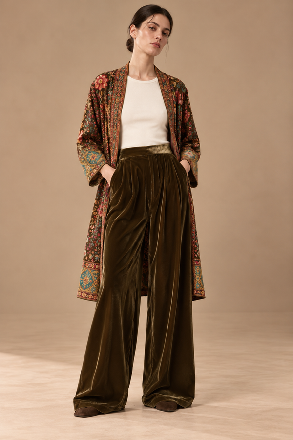 PANTALON EPALAZZO VELLUTO - WU'SIDE