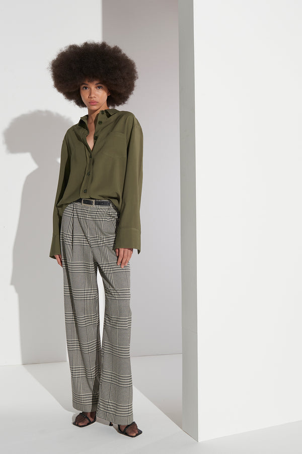 PANTALONE A PALAZZO IN TESSUTO PRINCIPE DI GALLES - SO ALLURE
