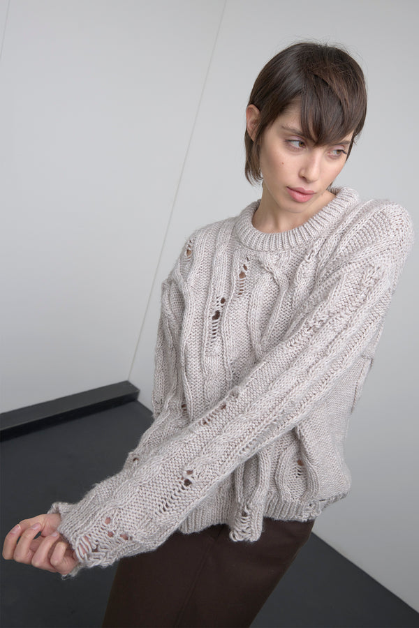 PULLOVER A TRECCE EFFETTO USED - SO ALLURE