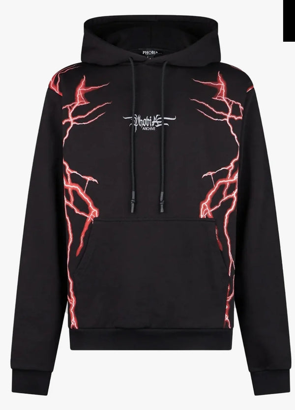 FELPA CON CAPPUCCIO RED LIGHTNING - PHOBIA