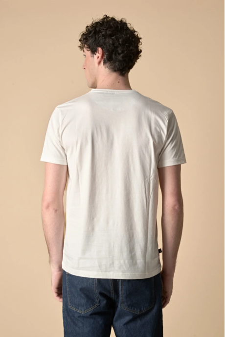 T-SHIRT PANNA STAMPA CAMPER CON INSERTO E INTERNO COLLO IN TESSUTO - V2