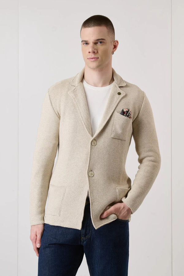 GIACCA MONOPETTO LINKS CON INTERNO COLLO E POCHETTE IN TESSUTO - V2