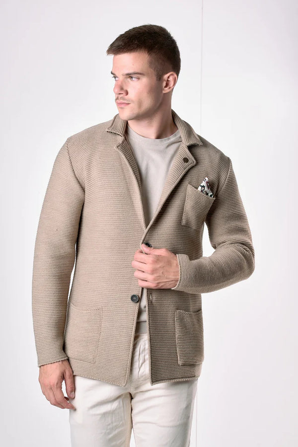 GIACCA MONOPETTO LINKS CON INTERNO COLLO E POCHETTE IN TESSUTO - V2