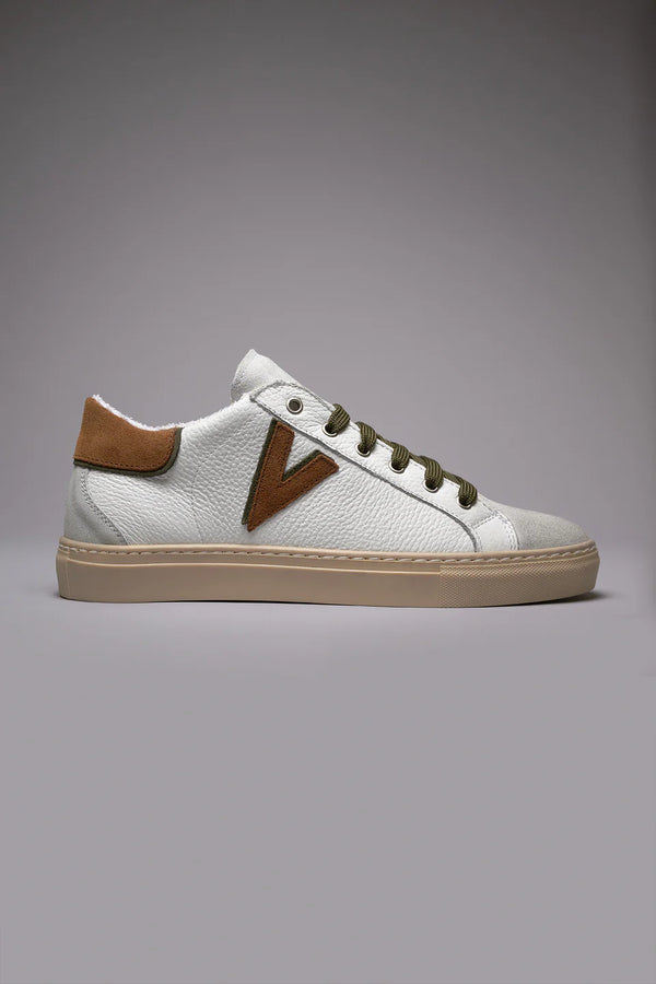 SNEAKERS OLYMPIC V IN PELLE MARTELLATA CON INSERTO E RETRO BICOLOR - V2